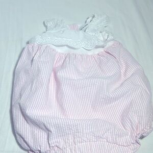 🚼Janie & Jack one piece set pink seersucker 3m to 6m